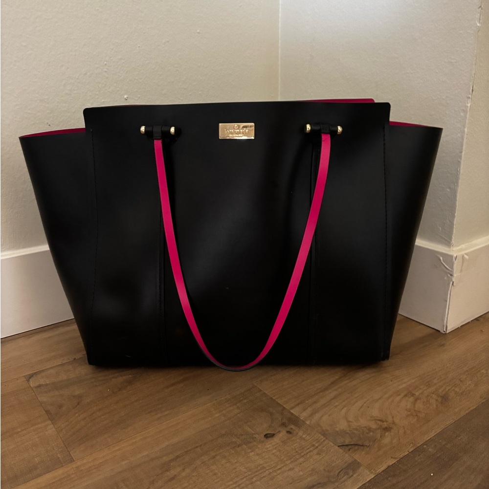 Kate Spade Black Tote with Pink Straps